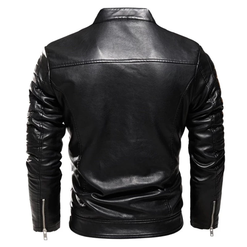 Jaqueta de Couro Masculina Casual Clássica - Preta