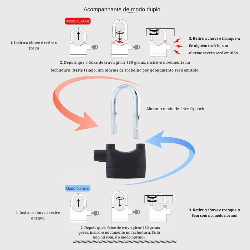 Cadeado Anti-furto para Moto Motocicleta com Alarme Sonoro