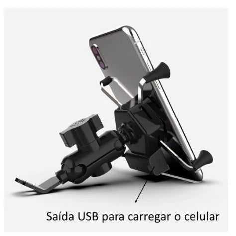 Suporte Celular para Moto Garra Universal com Carregador USB 5V