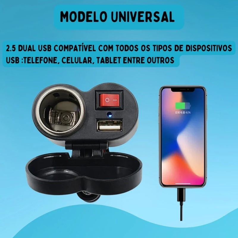 Carregador de Celular USB Turbo à Prova D'água - Fang